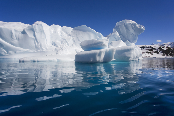 Ice floating off the coast of Antarctica