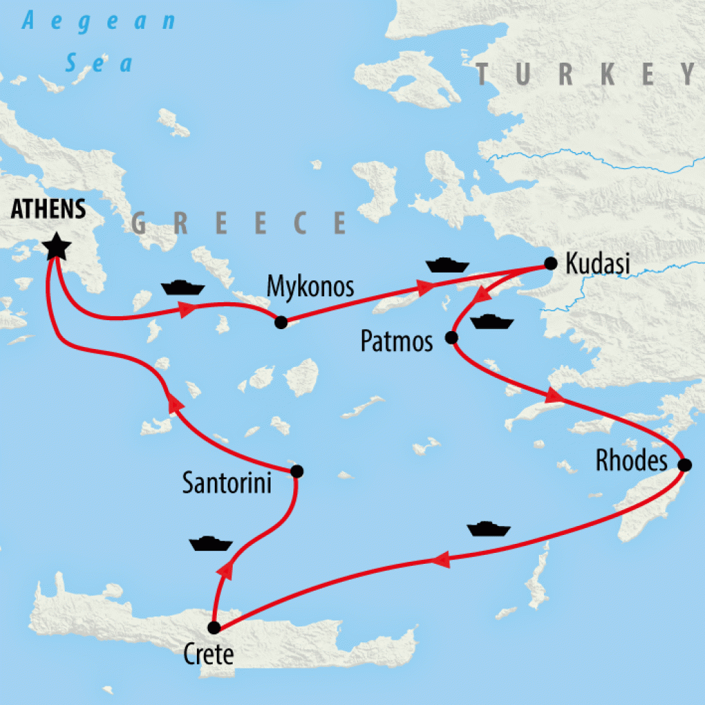 Athens & Aegean Cruise - 7 days map