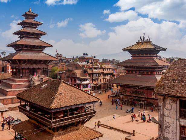 The famous Durbar Square in Bhaktapur, home to numerous beautiful temples