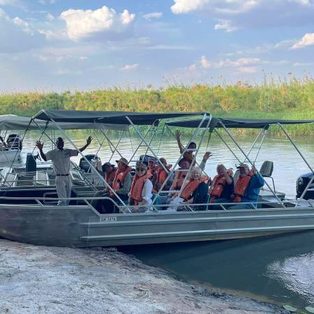 Botswana and Zimbabwe Uncovered main image - Clare group in Okavango