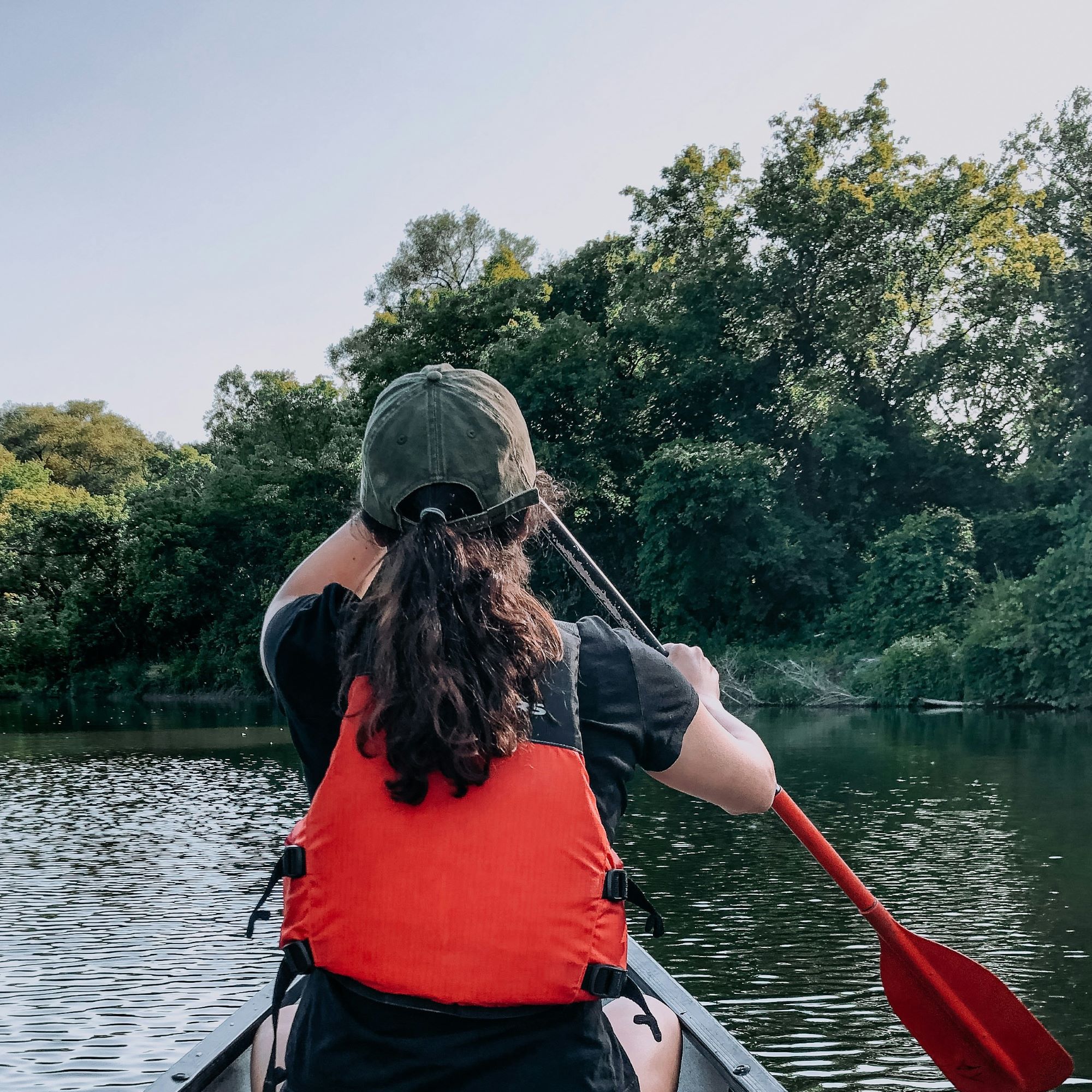 a woman canoeing