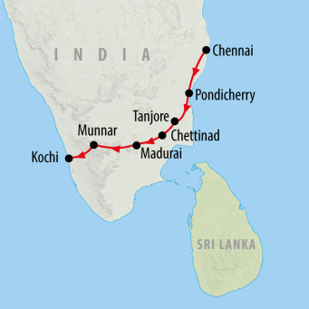 Chennai to Kochi - 9 days map