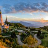 Looking out across Chiang Mai and its lush surroundings from the hilltop temple of Doi Suthep in Tha