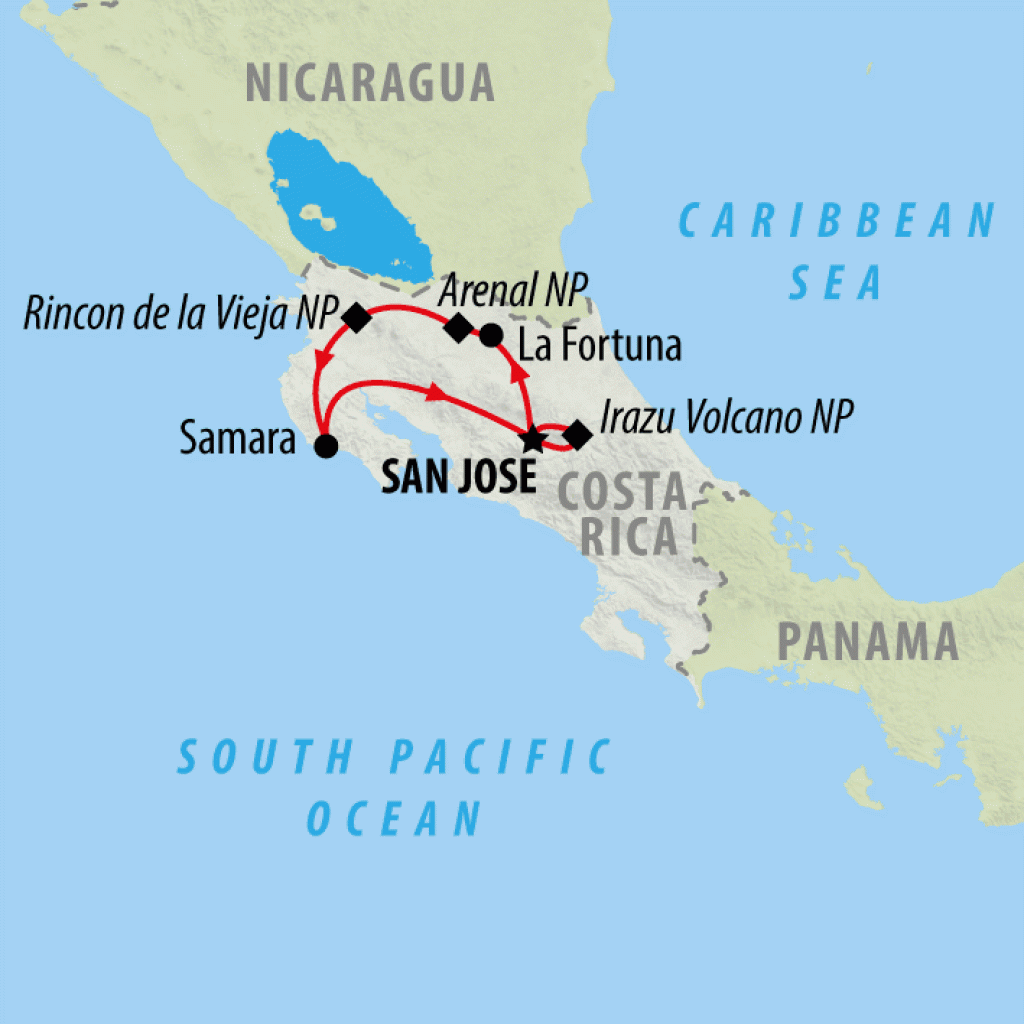 Costa Rica Adventure & Beach - 11 Days map