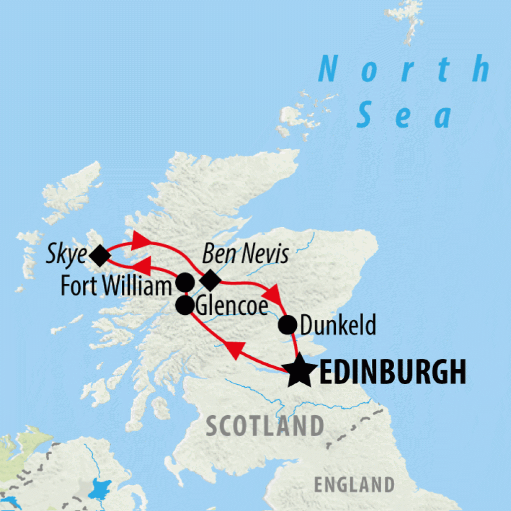 Edinburgh to the Isle of Skye - 4 days map