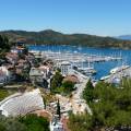 The town of Fethiye perched on the side of a mountain, overlooking to water