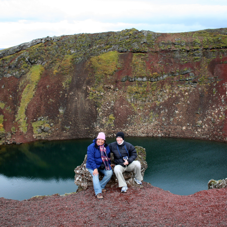 Golden Circle Loop main image - travellers at Kerid crater