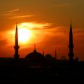 Sunset painting the sky orange in Istanbul