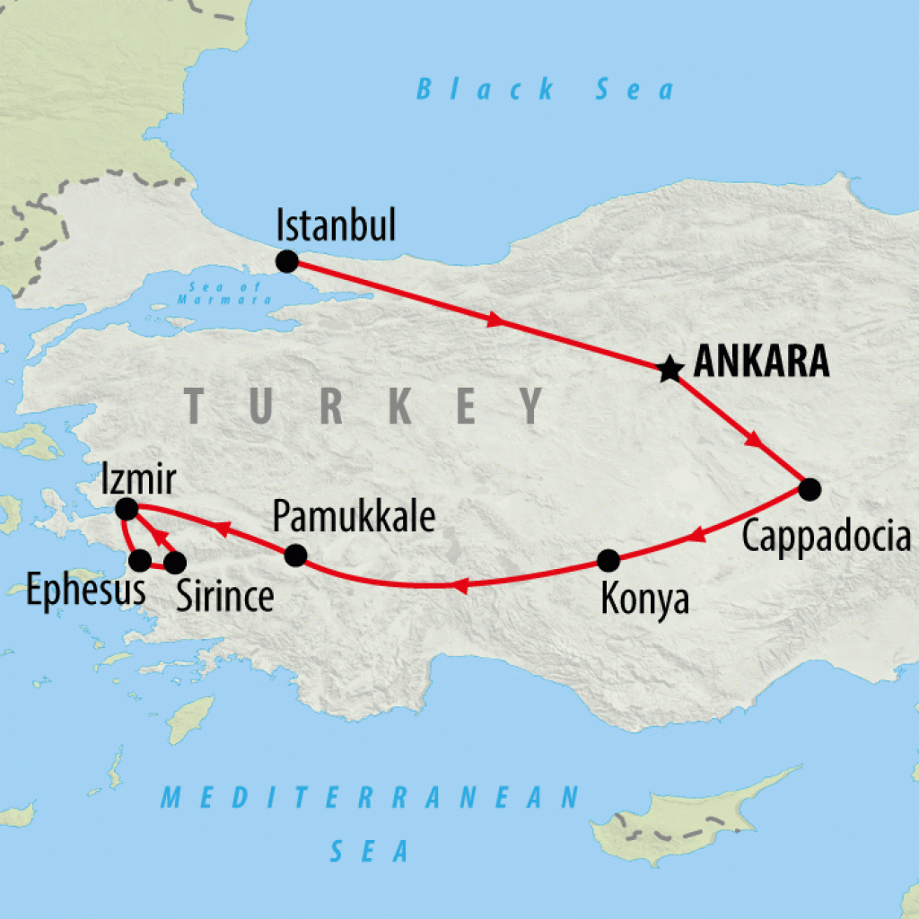 Istanbul to Ephesus - 8 days  map