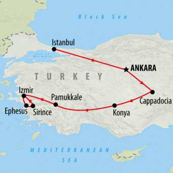 Istanbul to Ephesus - 8 days  map