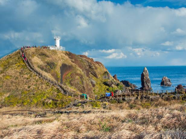 View of Jeju Island, stretching out in to the water