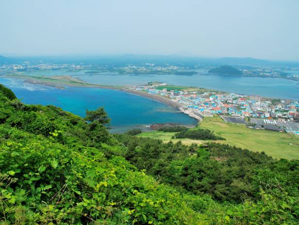 View of Jeju Island, stretching out in to the water