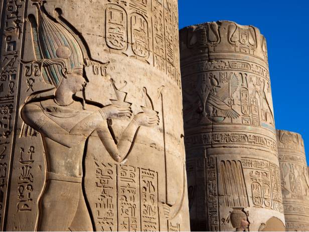 Ancient ruins standing majestically against the sky in Aswan