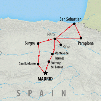 La Rioja & Basque Country From Madrid - 4 days map