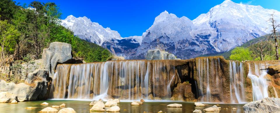 Beautiful waterfall and scenery in Lijiang