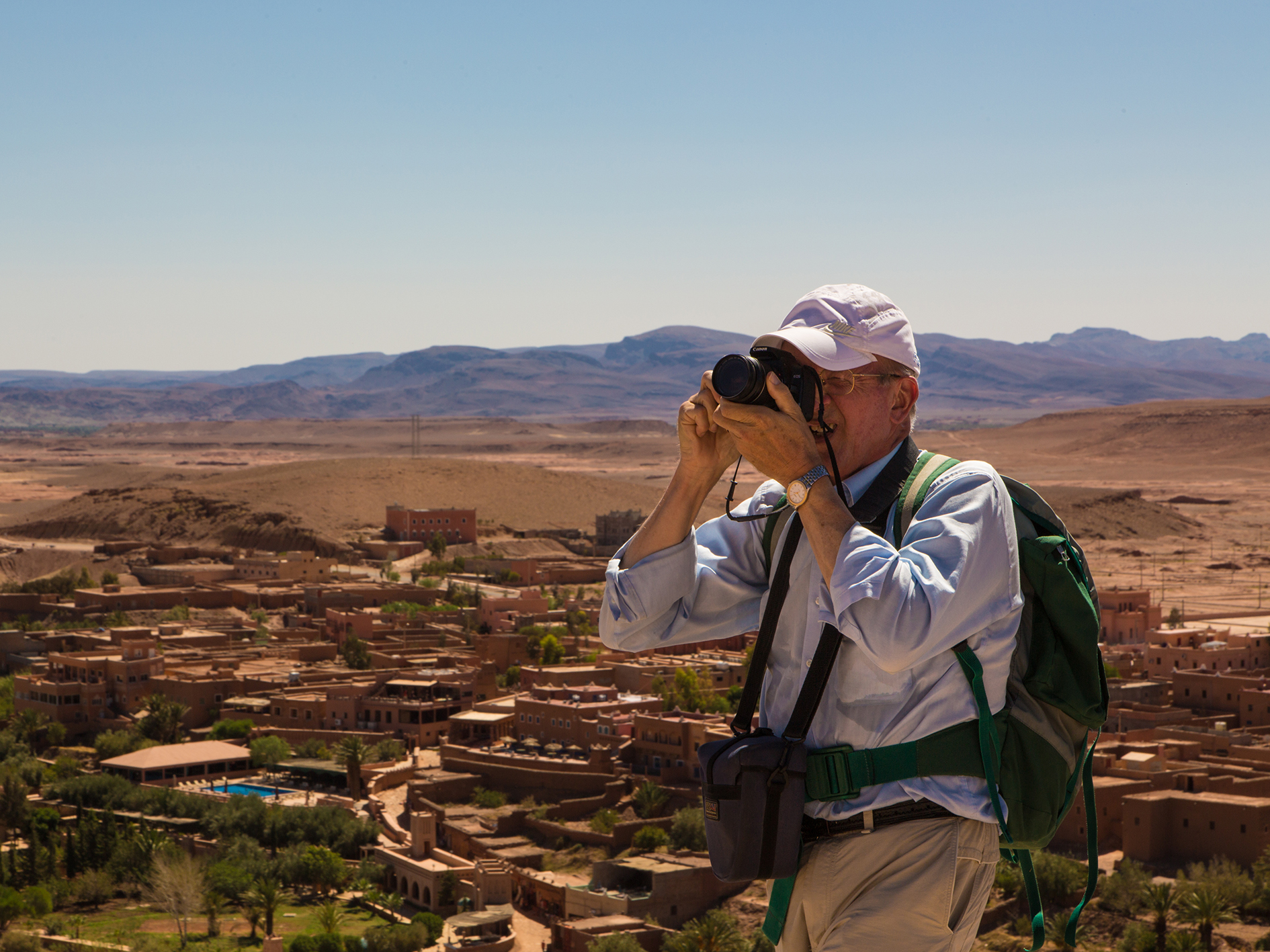 An image of a man taking photos in Ait Benhaddou