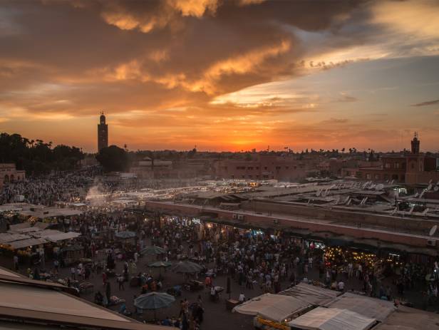 Purple sky behind the city of Casablanca