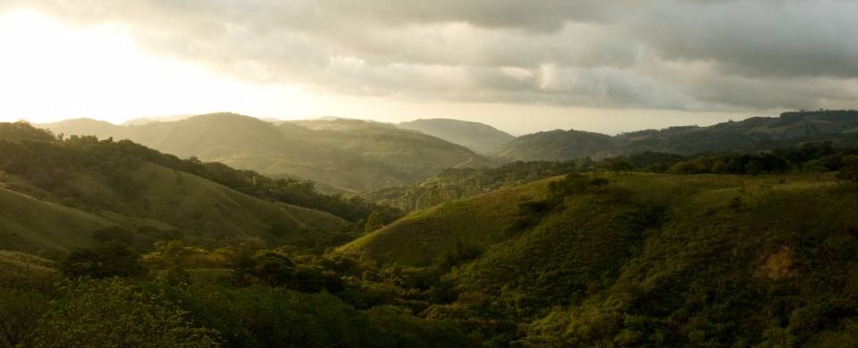 Sun rising over the verdant mountains of Monteverde