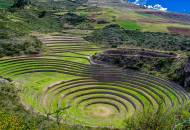 The distinctive circular terraces of Moray in the Sacred Valley