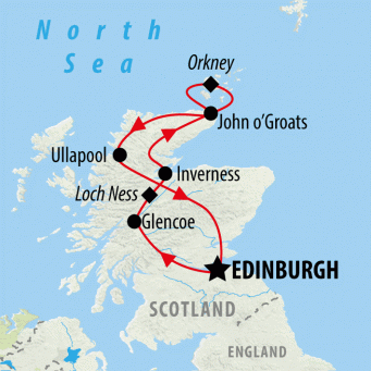 North Scotland, Loch Ness & Orkney - 5 days map