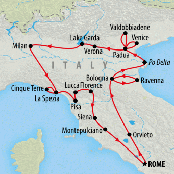 Northern Italy Discovery - 13 days map