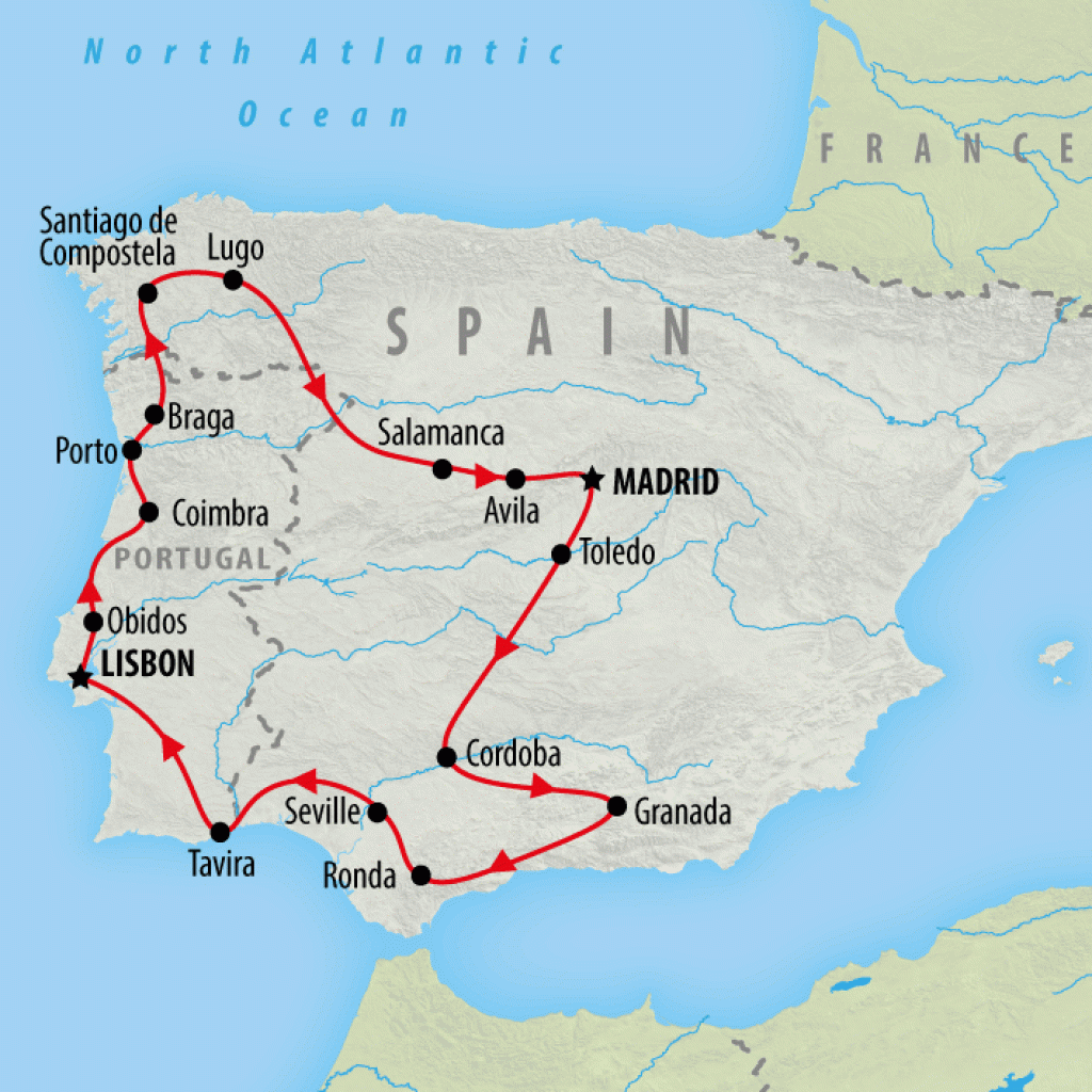 Portugal & Spain From Madrid - 13 days map