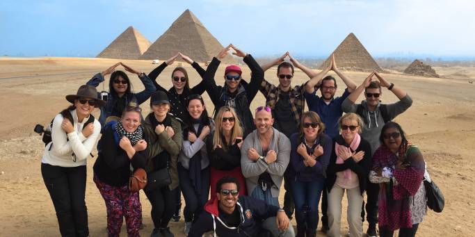 An On The Go Tours group at the Pyramids of Giza | Egypt | On The Go Tours