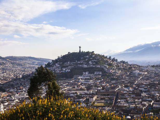 Ecuador's capital city, Quito, surrounded by mountains