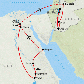 Road to Jordan with Cruise - 16 days map