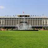 The front of the Reunification Palace in Saigon 