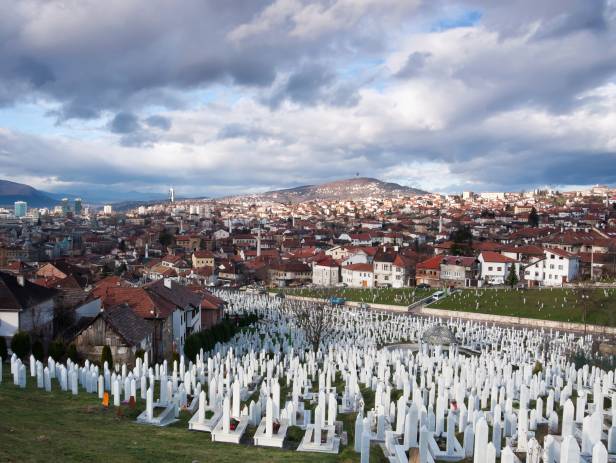 Arial view of the city of Sarajevo in Bosnia and Herzegovina