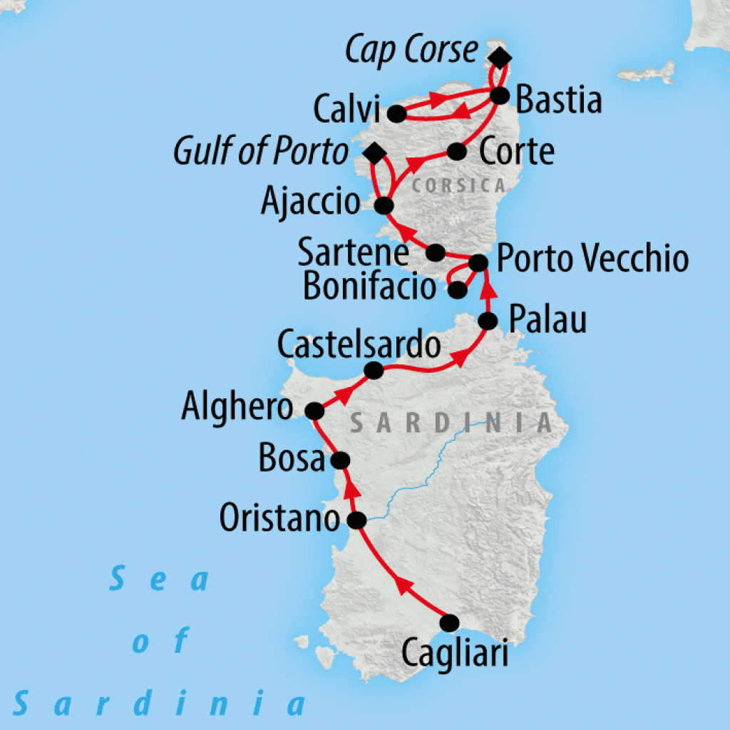 Sardinia & Corsica Discovery - 14 days map