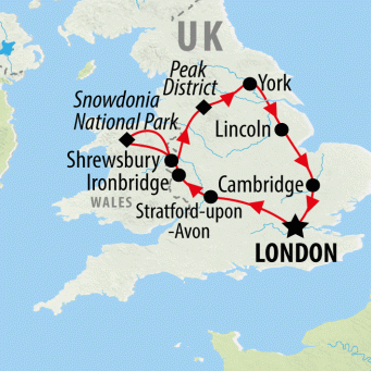 Shakespeare, Snowdonia & Yorkshire - 5 days map