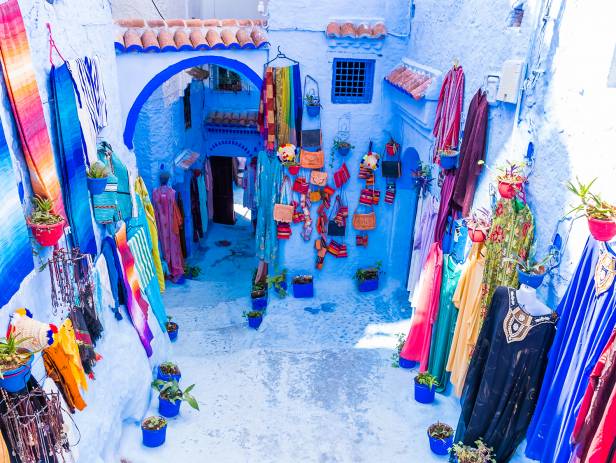 The blue painted houses of Chefchaouen's medina