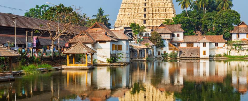 Sri Padmanabhaswamy temple on the water in Trivandrum