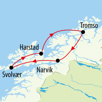 Tromso Arctic Experience -  6 days map