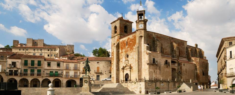 Main plaza with beautiful old architecture in Trujillo