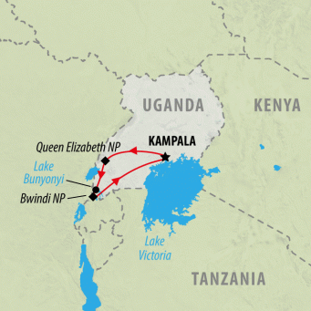 Uganda & Gorilla Trek Express - 6 days map