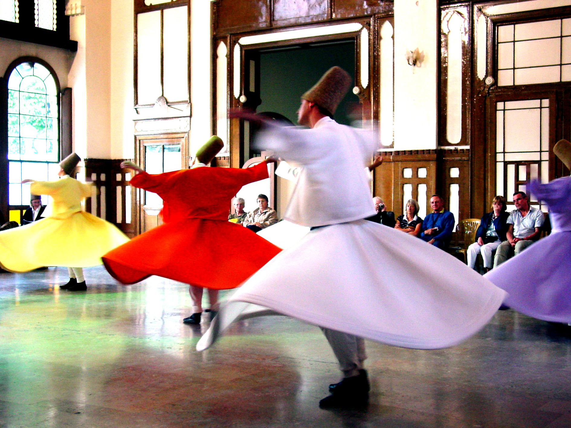 The whirling dervishes performing their dance 