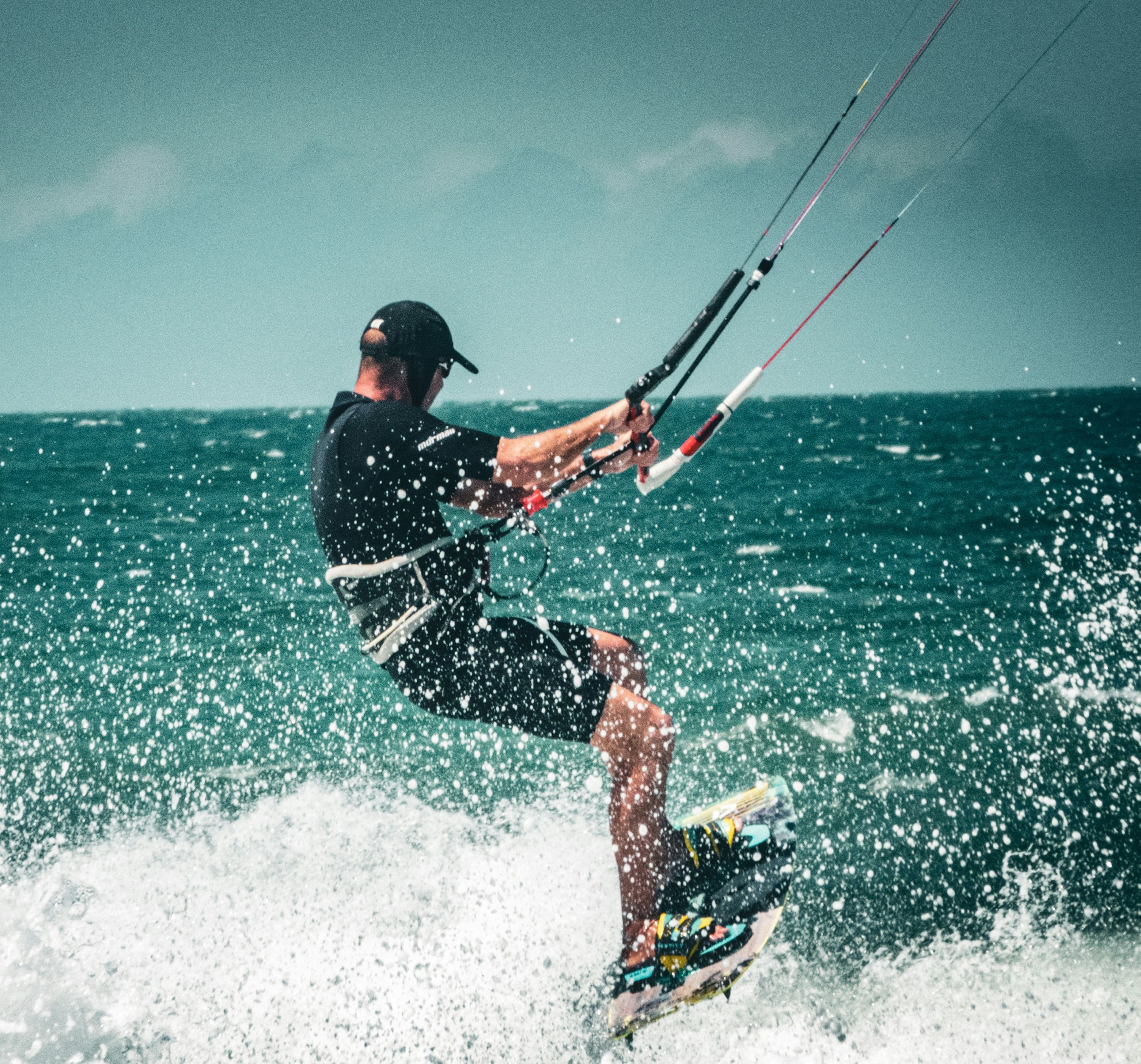 A man windsurfing 