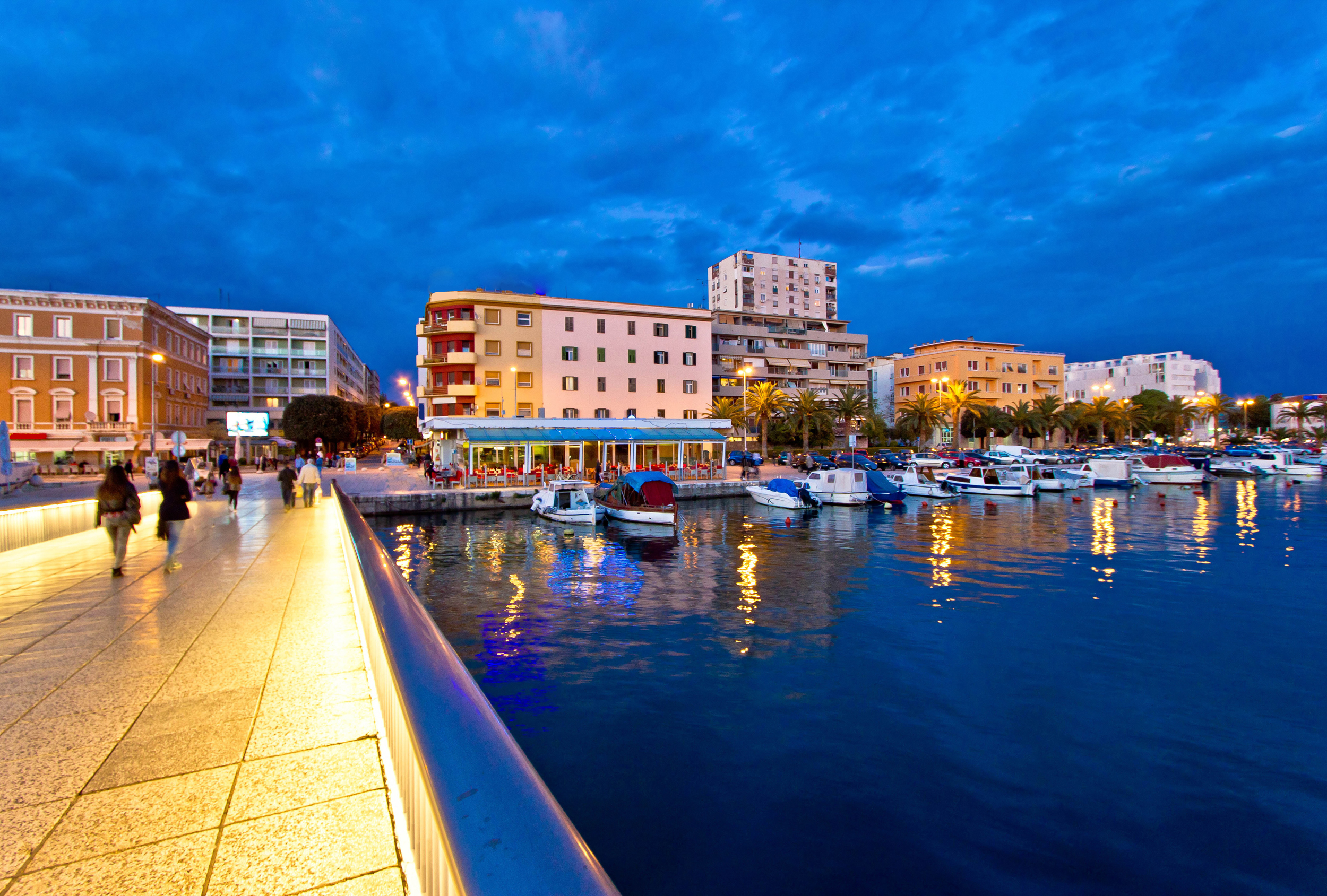 The harbour in Zadar at night