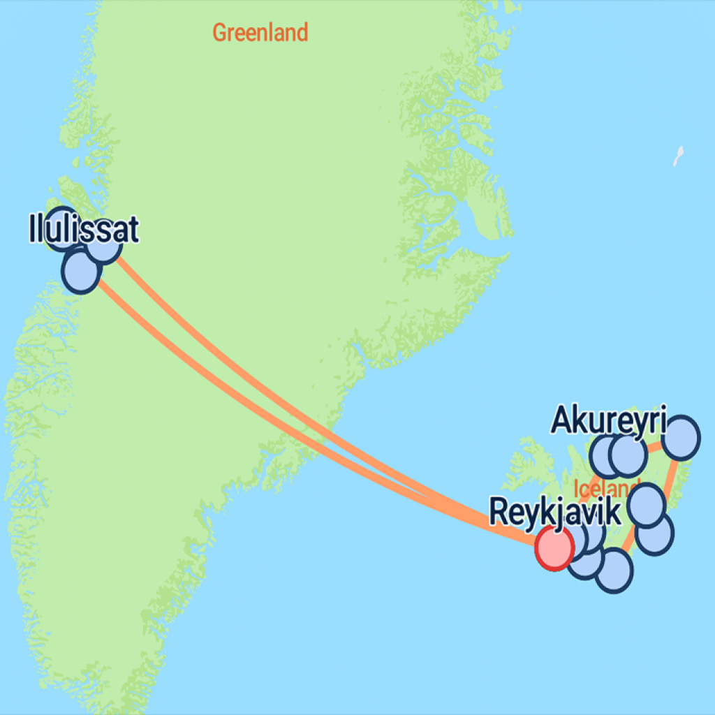 Best of Iceland & Greenland - 15 days map