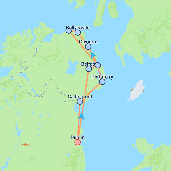 tourhub | On The Go Tours | Into Northern Ireland - 3 days | Tour Map