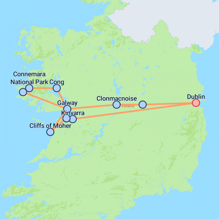 tourhub | On The Go Tours | Best of West Ireland (Hotel) - 3 days | Tour Map