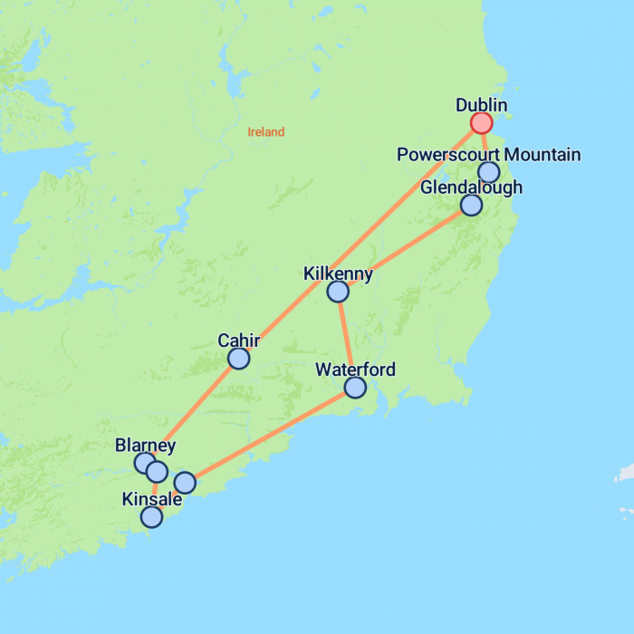 tourhub | On The Go Tours | Blarney Castle, Whiskey and Mountains (Hotel) - 3 days | Tour Map