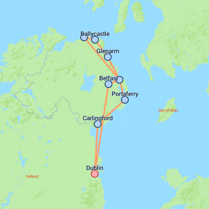 tourhub | On The Go Tours | Into Northern Ireland (Hotel) - 3 days | Tour Map