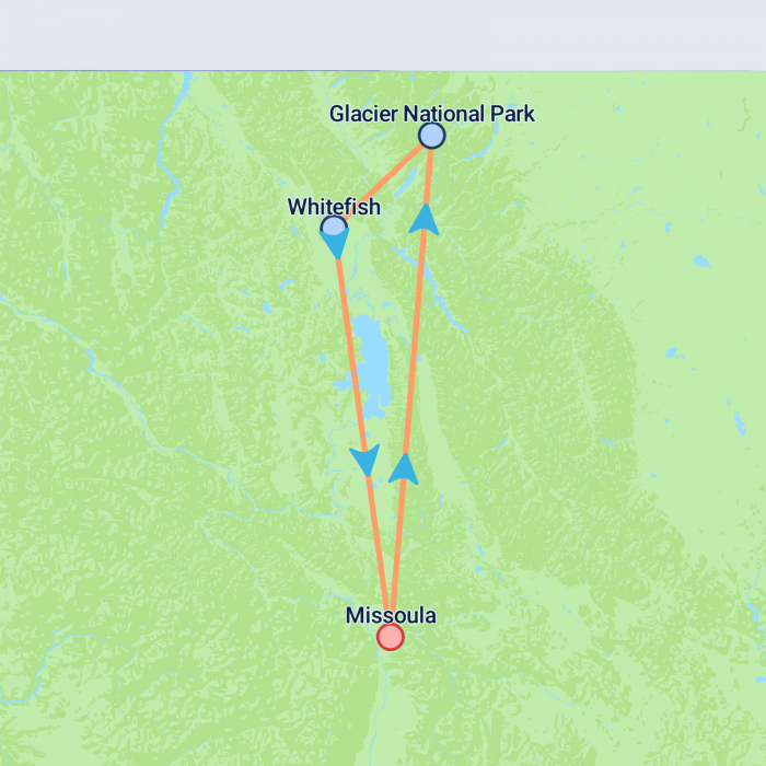 tourhub | On The Go Tours | Glacier National Park & the Rockies - 7 days | Tour Map