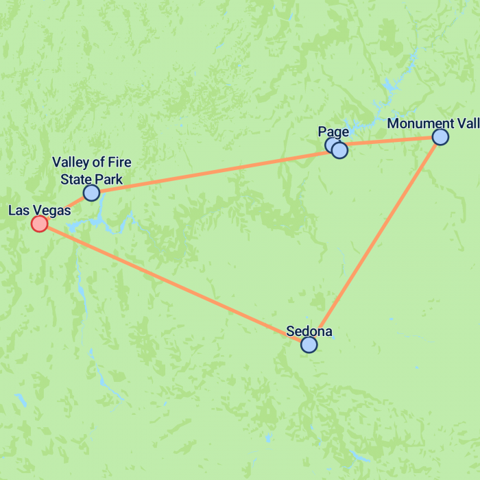 tourhub | On The Go Tours | Monument Valley & Antelope Canyon - 3 days | Tour Map