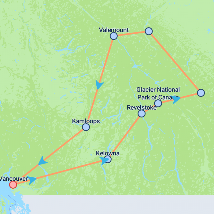 tourhub | On The Go Tours | Canadian Rockies Express - 4 days | Tour Map