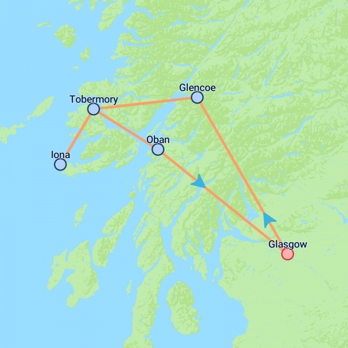 tourhub | On The Go Tours | Magic Mull From Glasgow - 3 days | Tour Map